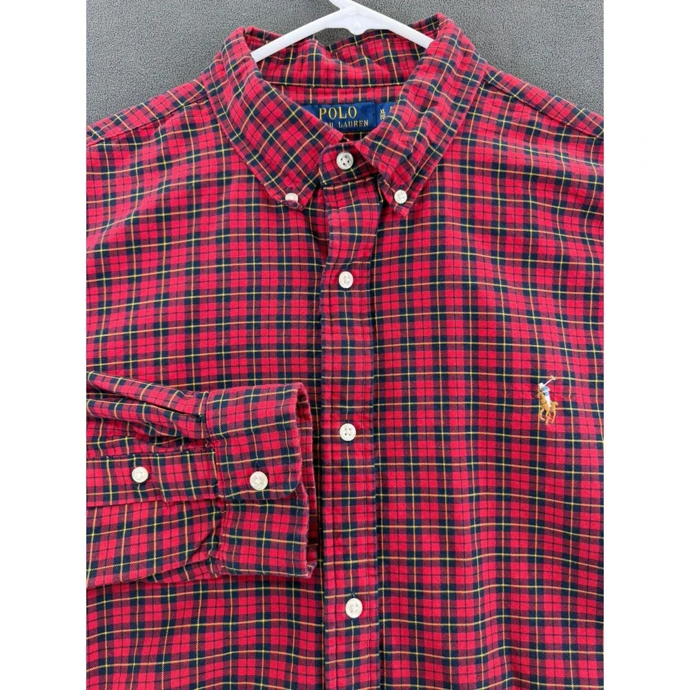 Polo Ralph Lauren Mens XL Classic Fit Red Plaid Button Down Shirt Long Sleeve